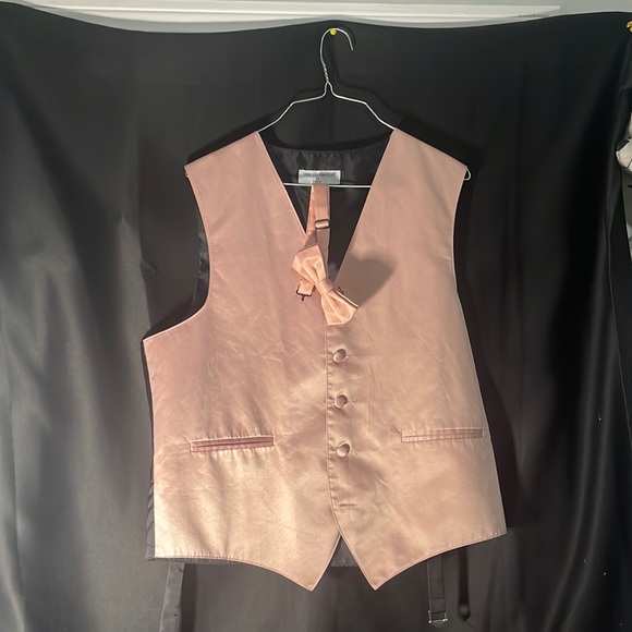 Pink and black vest with a pink bow Tie - Picture 1 of 2